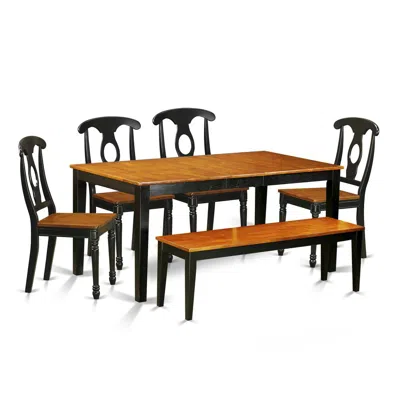 East West Furniture 6-pc Dining Room Set With Bench-kitchen Tables And 4 Dining Chairs Plus Bench In Brown