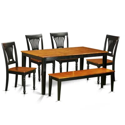 East West Furniture 6 Pc Dining Room Set With Bench-kitchen Tables And 4 Dining Chairs Plus Bench