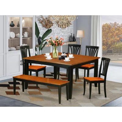 East West Furniture 6 Pc Dining Room Set With Bench-kitchen Tables And 4 Wood Dining Chairs Plus Bench