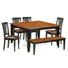 East West Furniture 6-pc Dining Room Set With Bench-kitchen Tables And 4 Wooden Dining Chairs Plus Bench In Brown