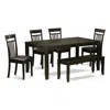 East West Furniture 6 Pc Dining Room Set With Bench-table With Leaf And 4 Chairs For Dining Room Plus Bench