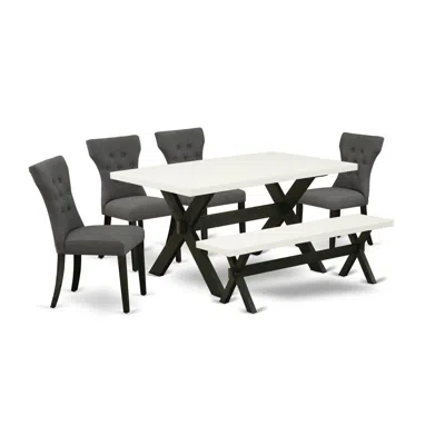 East West Furniture 6-pc Dining Room Table Set In Black