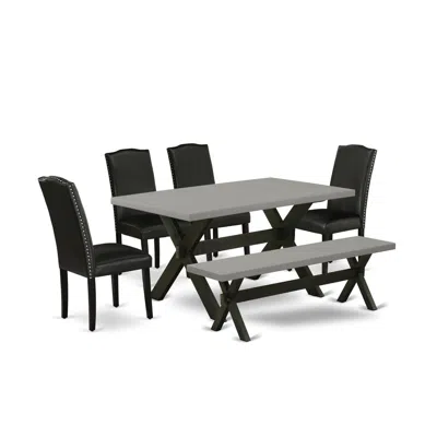East West Furniture 6 Pc Dining Room Table Set In Black