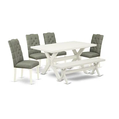 East West Furniture 6-pc Dining Room Table Set In Multi