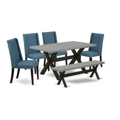 East West Furniture 6-pc Dining Room Table Set In Multi