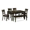 East West Furniture 6 Pc Dining Set With Bench- Table And 4 Dining Chairs And Bench In Black
