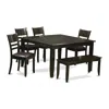 East West Furniture 6 Pc Dining Set With Bench-dining Table With Leaf And 4 Dinette Chair Plus Bench.