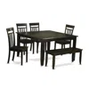 East West Furniture 6 Pc Dining Set With Bench-kitchen Table With Leaf And 4 Kitchen Chair Plus Bench.