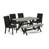 East West Furniture 6-pc Dining Table Set In Black
