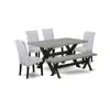East West Furniture 6 Pc Dinner Table Set In Gray