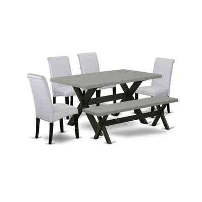 East West Furniture 6 Pc Dinner Table Set In Gray