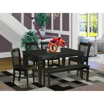 East West Furniture 6-pc Kitchen Dinette Set - Table And 4 Kitchen Chairs And Bench