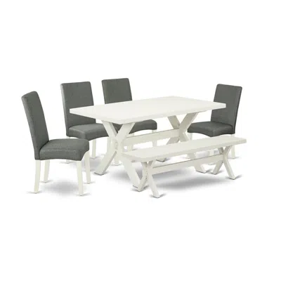 East West Furniture 6-pc Kitchen Dinette Set In White