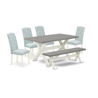East West Furniture 6-pc Kitchen Dining Room Set In Blue