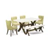 East West Furniture 6-pc Kitchen Dining Set- 4 Kitchen Chairs With Limelight Linen Fabric Seat And Button Tufted Chair B In Yellow