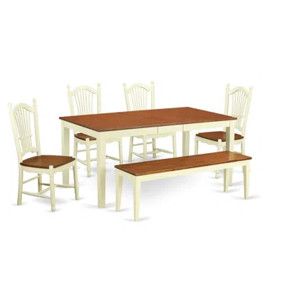 East West Furniture 6 Pc Kitchen Nook Dining Set - Kitchen Dinette Table And 4 Dining Chairsplus Bench
