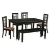 East West Furniture 6 Pc Kitchen Nook Dining Set - Kitchen Table And 4 Dining Chairs Plus Bench