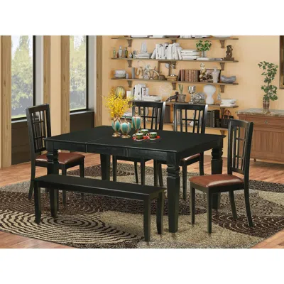 East West Furniture 6-pc Kitchen Table Set - Kitchen Dinette Table And 4 Dining Chairs Coupled With Bench