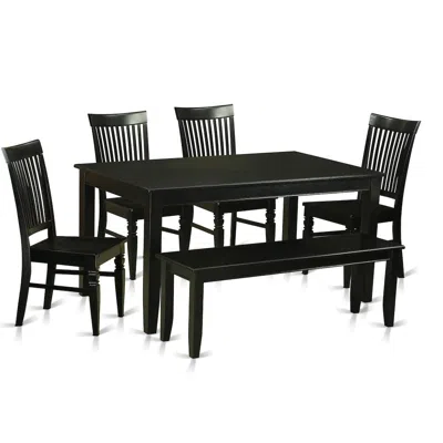East West Furniture 6 Pc Kitchen Table Set - Table And 4 Kitchen Chairs Coupled With Bench
