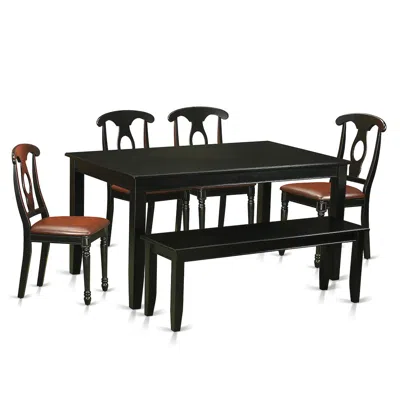 East West Furniture 6 Pc Kitchen Table Set - Table And 4 Kitchen Chairs Coupled With Bench