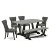 East West Furniture 6-pc Kitchen Table Set-dark Gotham Grey Linen Fabric Seat And Button Tufted Chair Back Parson Dining In Gray