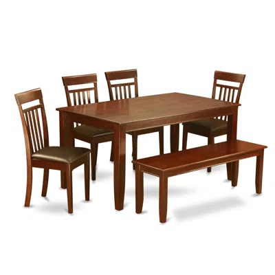 East West Furniture 6 Pc Kitchen Table Set With Bench-kitchen Table And 4 Dinette Chair And Bench
