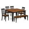 East West Furniture 6 Pc Kitchen Table Set With Bench-kitchen Tables And 4 Wood Kitchen Chairs Plus Bench In Brown