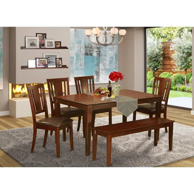 East West Furniture 6 Pc Kitchen Table With Bench-kitchen Table And 4 Chairs And Bench