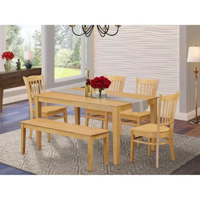 East West Furniture 6-pc Kitchen Table With Bench Set - Dining Table And 4 Kitchen Chairs And Bench