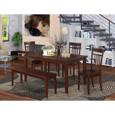 East West Furniture 6 Pc Kitchen Table With Bench Set - Table And 4 Kitchen Chairs And 1 Bench