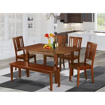 East West Furniture 6 Pc Kitchen Table With Bench Set - Table With 4 Kitchen Chairs And Bench