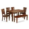 East West Furniture 6 Pc Kitchen Table With Bench-table And 4 Chairs For Dining Room And Bench In Brown