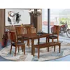 East West Furniture 6 Pc Small Dinette Set - Table With Leaf And 4 Seat Chairs And Dining Bench