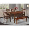 East West Furniture 6 Pc Small Table Set - Table And 4 Dining Chairs Plus Bench