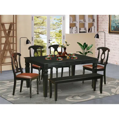East West Furniture 6 Pc Table And Chair Set - Dinette Table And 4 Kitchen Chairs Plus Bench