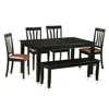 East West Furniture 6 Pc Table Set - Dinette Table And 4 Dining Chairs Plus Bench In Black