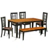 East West Furniture 6 Pc Table Set-dining Table And 4 Dining Chairs Plus A Bench