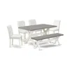 East West Furniture 6-piece Amazing Dining Table Set A High Quality Cement Color Wood Table Top And Cement Color Indoor  In White