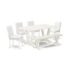 East West Furniture 6-piece Beautiful Dinette Set A Great Linen White Modern Dining Table Top - Linen White Dining Bench In White