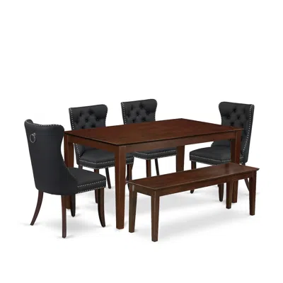 East West Furniture 6 Piece Dinette Set Consists Of A Rectangle Dining Room Table In Multi