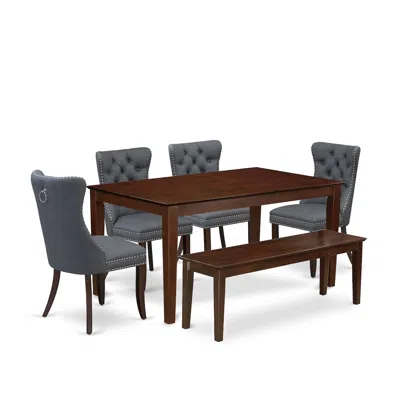 East West Furniture 6 Piece Dinette Set Consists Of A Rectangle Kitchen Table