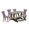 East West Furniture 6-piece Dining -dahlia Linen Fabric Seat And Button Tufted Chair Back Kitchen Parson Chairs In Multi