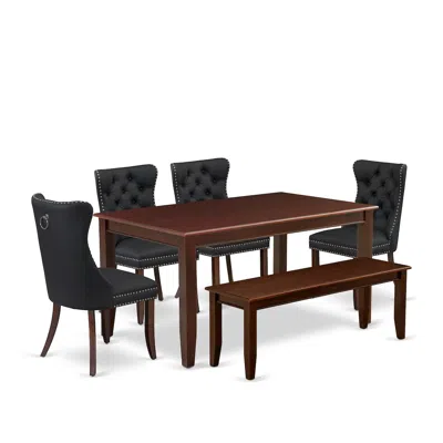 East West Furniture 6 Piece Dining Room Set In Black