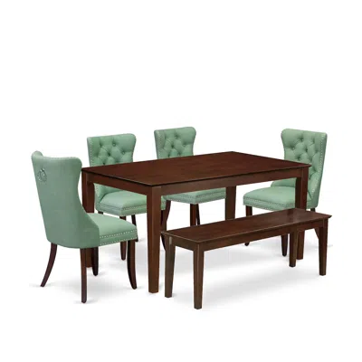 East West Furniture 6 Piece Dining Room Set In Brown