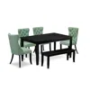 East West Furniture 6 Piece Dining Room Set Consists Of A Rectangle Solid Wood Table In Green