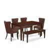 East West Furniture 6 Piece Dining Room Set Consists Of A Rectangle Solid Wood Table