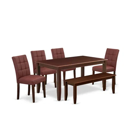 East West Furniture 6 Piece Dining Room Set Contain A Wood Table