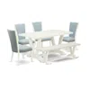 East West Furniture 6 Piece Dining Room Table Set - 4 Baby Blue Linen Fabric Dining Chair With Nailheads And Linen White In Multi