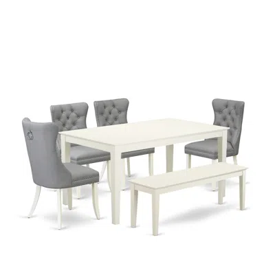 East West Furniture 6 Piece Dining Room Table Set
