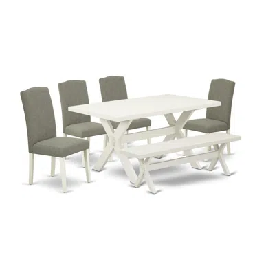 East West Furniture 6-piece Dining Room Table Set In Multi